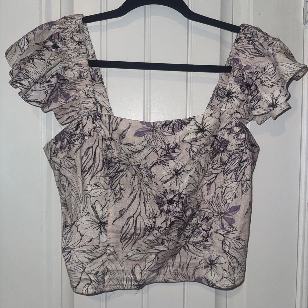 Express crop Floral festival girlhood core feminine Top